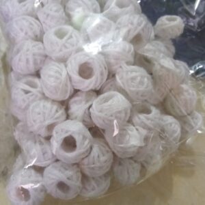 white cotton thread beads
