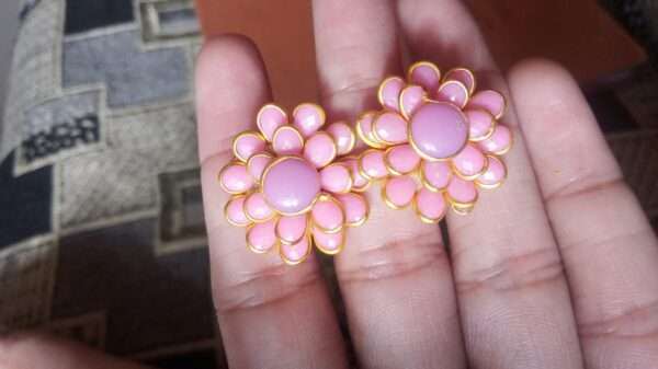 Double layer pachi studs - baby pink