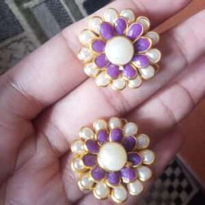 Double layer pachi studs - Pearl and violet