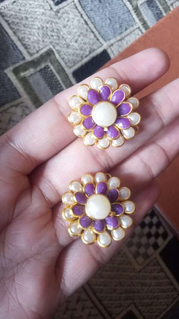 Double layer pachi studs - Pearl and violet