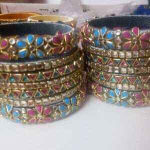 Pink and blue silk thread bangles