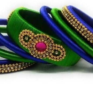 Silk Thread bangles blue and green