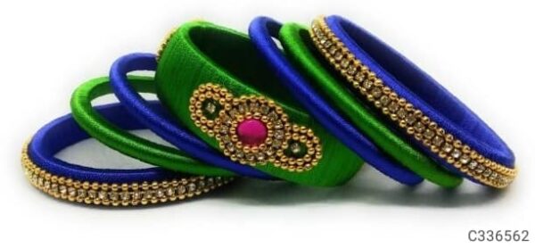 Silk Thread bangles blue and green