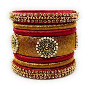 Red gold silk thread bangles