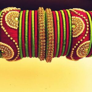 Silk Thread Bangles red and green