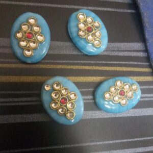 Meena beads oval blue