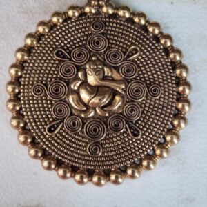 Antique gold Ganesha pendant round