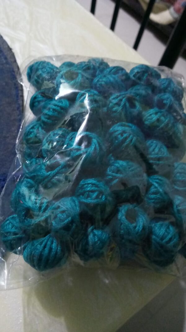 Bluish green cotton thread beads 25pcs