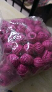 Pink cotton thread beads 25 pcs