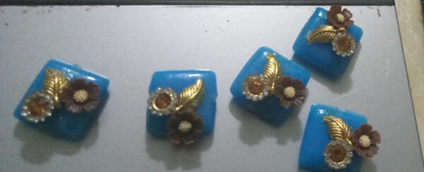 Square designer beads for rakhis - blue