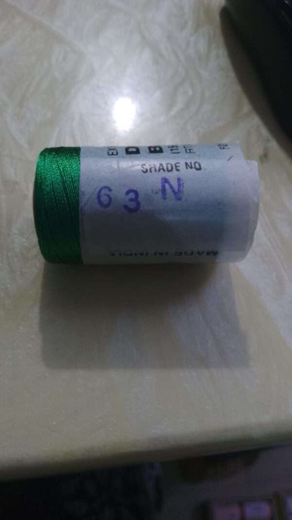Silk Thread green colour spool code 63N Double bell