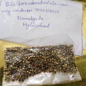 Framed kundans round dark green glass type 3mm 10g