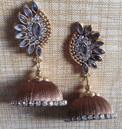 Indian Earrings Designer Silk Thread Jhumka Jhumki Jewellery for Wedding  Large | eBay
