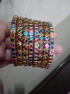Silk thread multicolour kundan bangles