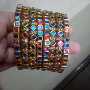 Silk thread multicolour kundan bangles