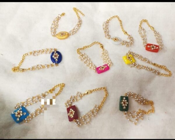 Pearl chain bracelet rakhi with chocolate bead