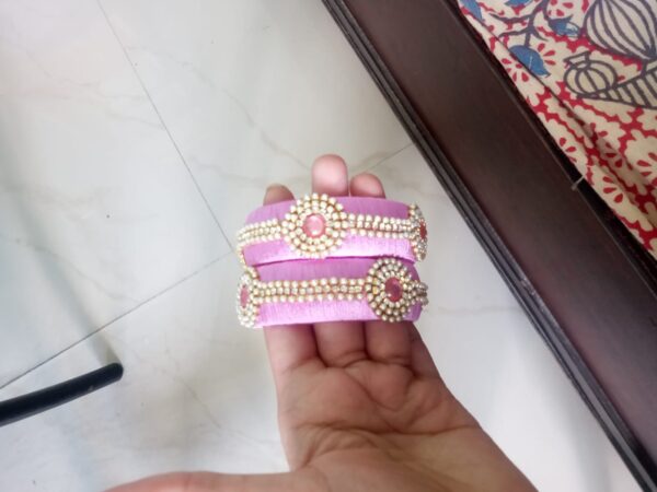 Light pink silk thread bangles