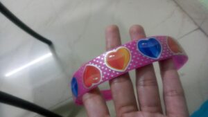 Heart design hair band pink 20 mm
