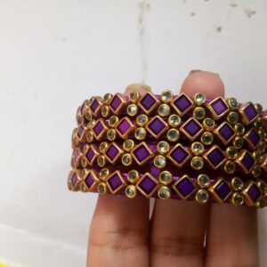 Violet silk thread kundan bangles