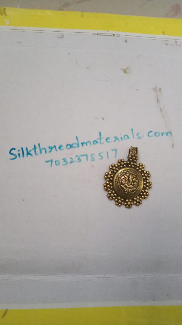 Antique gold round Ganesha pendant