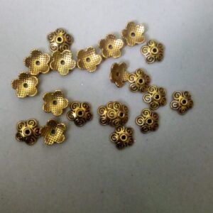 Antique gold flower bead caps