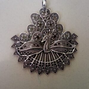 Antique silver peacock pendant