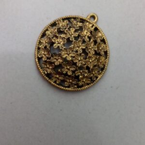Antique gold round pendant flower