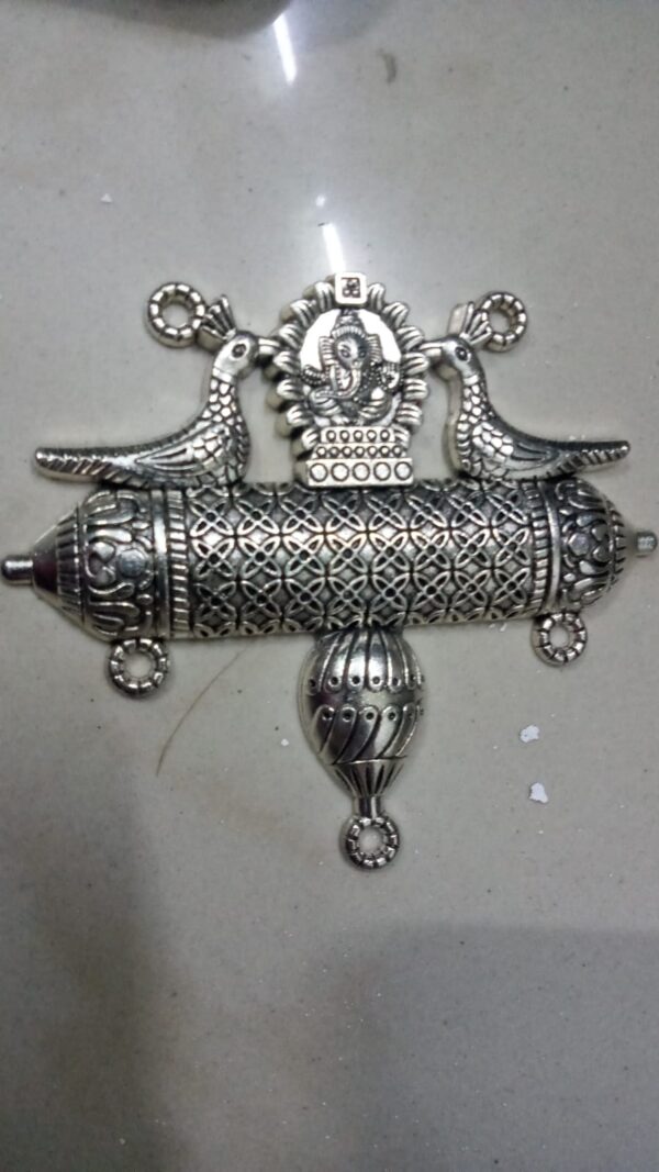 Antique silver Ganesh with peacocks pendant