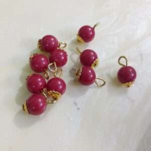 Bead hangings round 7mm - maroon 10 pieces