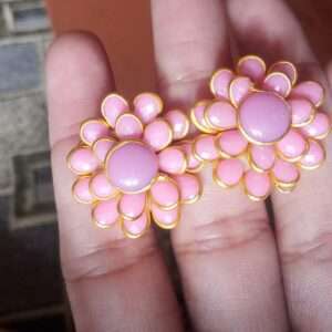 Double layer pachi studs - baby pink