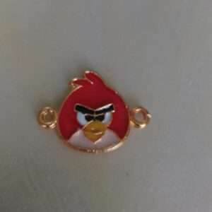 Enamel charms Angry bird with 2 holes