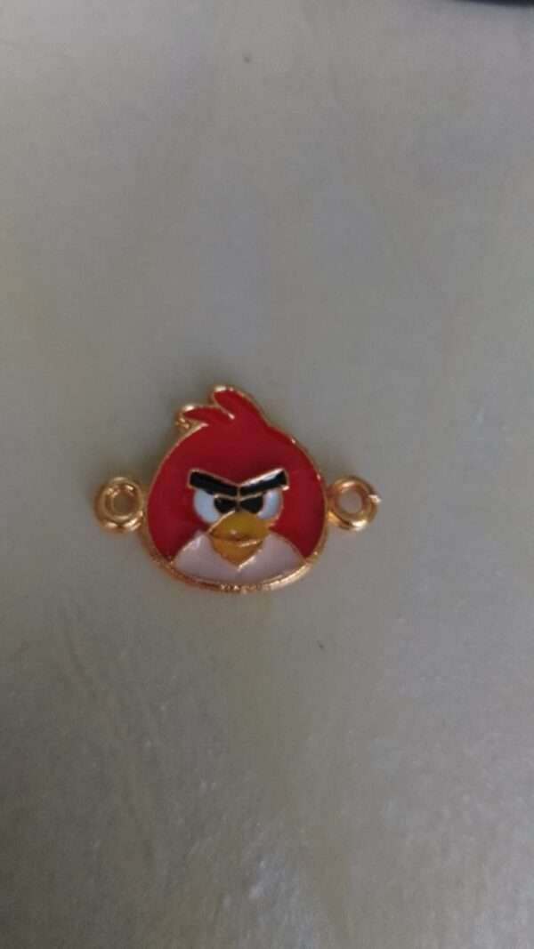 Enamel charms Angry bird with 2 holes