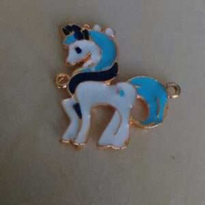 Enamel charms blue unicorn