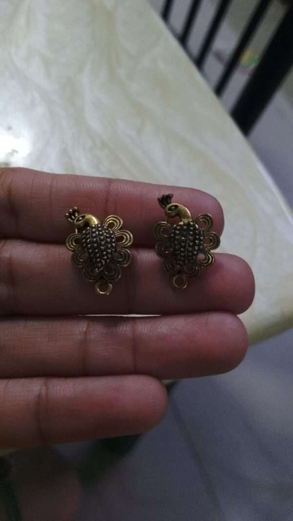 Antique peacock studs small light weight