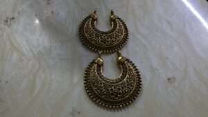 Antique gold chandbali type earring bases 1 pair