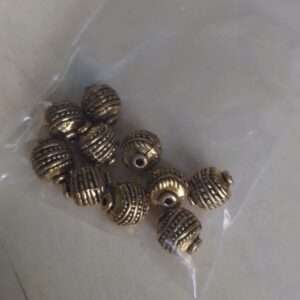 Antique gold beads striped 10 pcs