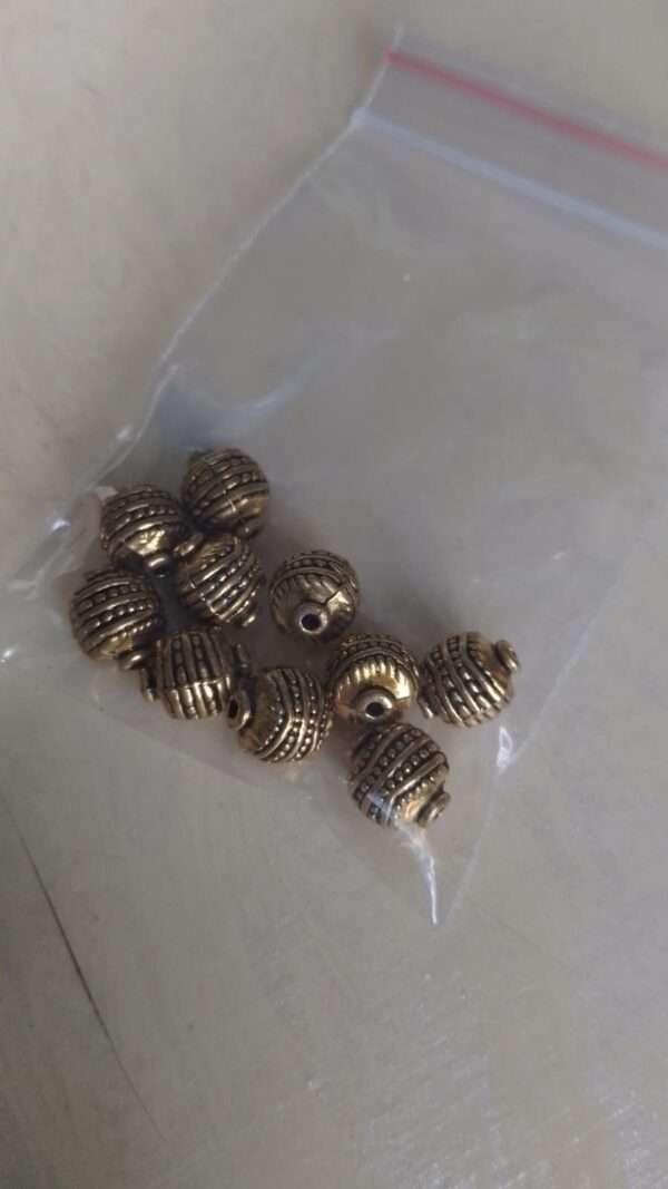 Antique gold beads striped 10 pcs
