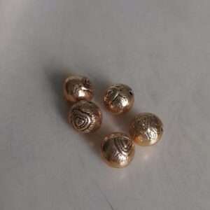 Antique gold beads with heart design 5 beads