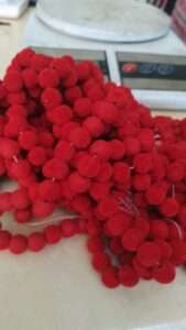 Velvet beads 8mm - 50 beads - red colour