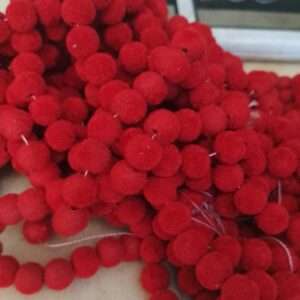 Velvet beads 8mm - 50 beads - red colour