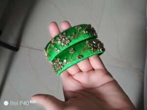 Green silk thread bangles