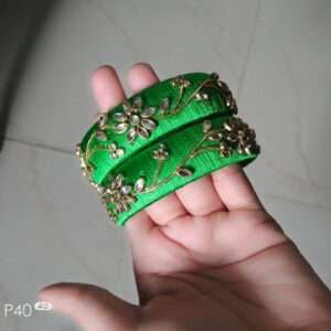 Green silk thread bangles
