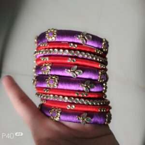 Purple and Red silk thread bangles