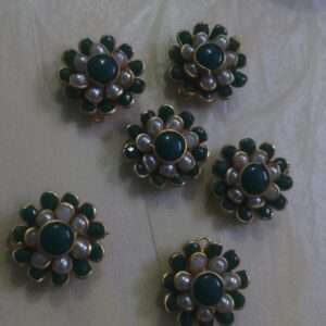 Double layer pachi connector dark green and pearl