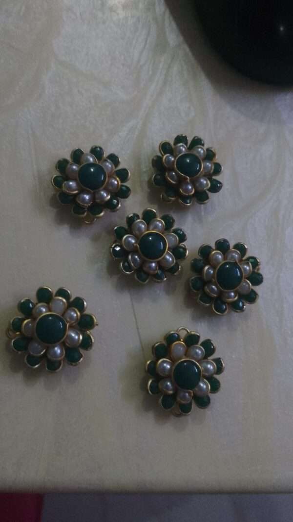 Double layer pachi connector dark green and pearl