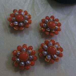 Double layer pachi connector orange and pearl