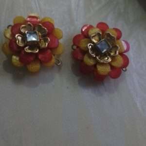 Double layer Chikoo bases for rakhis or jewellery - red and yellow