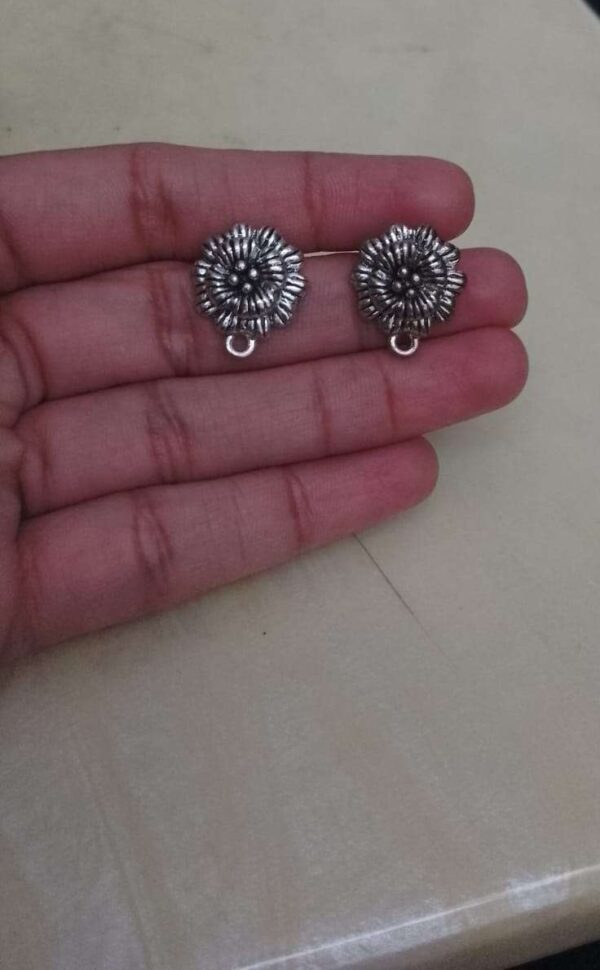 Antique silver flower studs