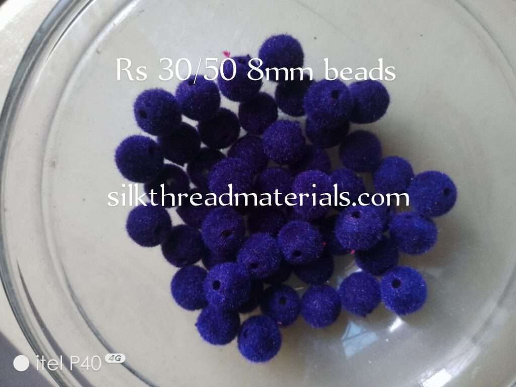 Velvet beads 8mm - 50 beads - brinjal colour