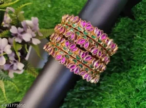 Silk thread lotus side bangles